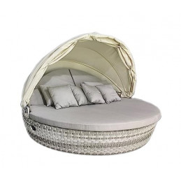 Strandkorbwerk Liegeinsel Round Camp Daybed Gartenlounge Gartenmöbel Lounger Sonneninsel  Harkers Duo 