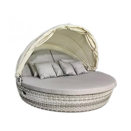 Strandkorbwerk Liegeinsel Round Camp Daybed Gartenlounge Gartenmöbel Lounger Sonneninsel  Harkers Duo 