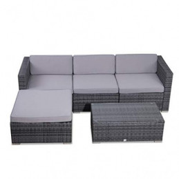 SVITA California Garten-Lounge Polyrattan Gartenset Balkon-Set Rattan-Lounge Grau