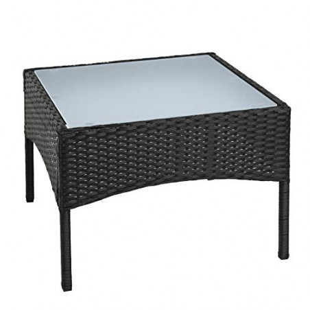 ESTEXO Polyrattan Beistelltisch Rattan Tisch Gartentisch Balkontisch Loungetisch Möbel  Schwarz 