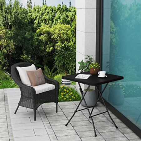 eSituro Klapptisch Gartentisch, Beistelltisch Outdoor, klappbarer Balkontisch Campingtisch Bistrotisch, quadratische Tischpla