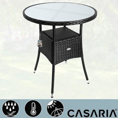 Casaria Polyrattan Gartentisch 60cm Rund 5mm Sicherheitsglas Höhenverstellbar 80kg Belastbarkeit Wetterfest Terrasse Balkon B