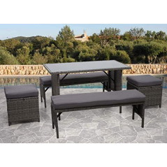 Mendler Poly-Rattan Esstisch HWC-G16, Esszimmertisch Gartentisch Tisch, Gastronomie 112x60cm - grau