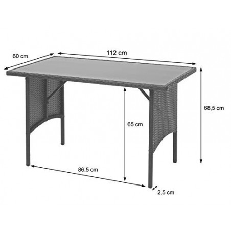 Mendler Poly-Rattan Esstisch HWC-G16AM, Esszimmertisch Gartentisch Tisch, Gastronomie 112x60cm - schwarz