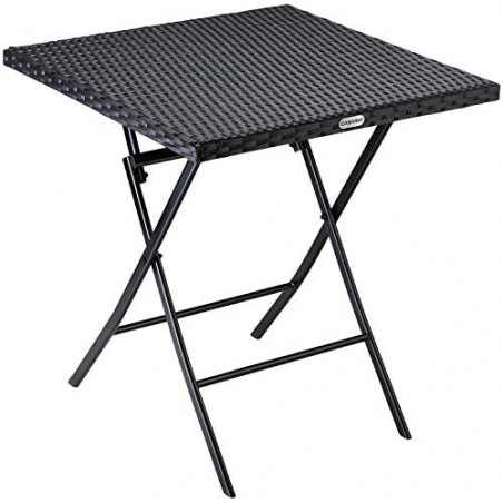 Casaria Polyrattan Klapptisch 63x63cm Platzsparend Klappbar Tragbar 60kg Belastbarkeit Wetterfest Außen Garten Terrasse Balko