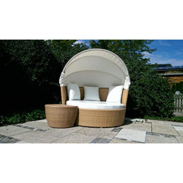 RATTANIA Relax-Ruhinsel Vallencia small Natur, Sonneninsel polyrattan, Sonneninsel Rattan, Lounge Insel, Gartenmuschel, Terra