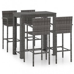 TALCUS Home Furniture Garden 5-teiliges Bar-Set mit Armlehne, Polyrattan, Grau