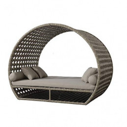 Strandkorbwerk Liegeinsel Diamond Daybed Cappuccino Polyrattan Lounge Gartenmöbel Sonnenliege