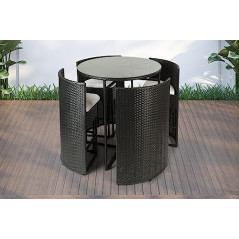 trends4cents PureHaven Bar-Set 100x110 cm wetterbeständiges Polyrattan Elegantes Design für bis zu 4 Personen inkl. Sitzaufla