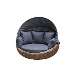 Daybed Ronda Natur-braun Rundgeflecht Sonnenliege Polyrattan Liegeinsel