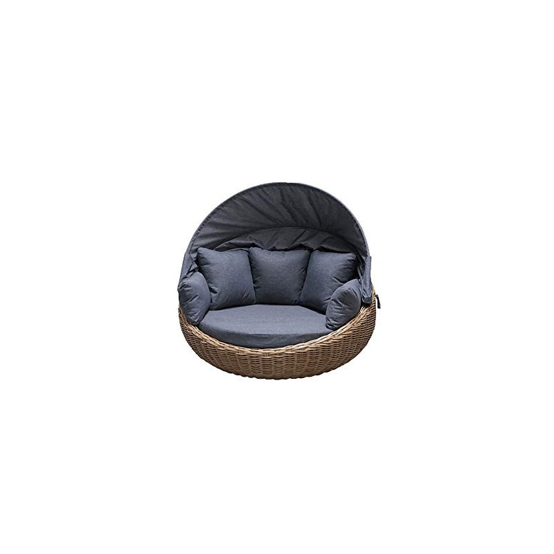 Daybed Ronda Natur-braun Rundgeflecht Sonnenliege Polyrattan Liegeinsel