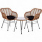 STILISTA 3-teiliges Poly-Rattan Bistroset 2 Lounge Sessel Beistell-Tisch Wetterfest Indoor Outdoor geeignet