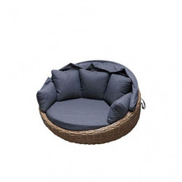 Daybed Ronda Natur-braun Rundgeflecht Sonnenliege Polyrattan Liegeinsel