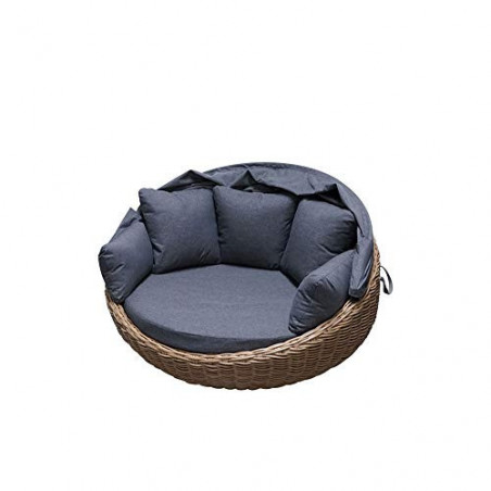 Daybed Ronda Natur-braun Rundgeflecht Sonnenliege Polyrattan Liegeinsel