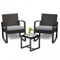 Bealife Rattan Balkonmöbel Set Balkon 2 Personen, Balkonmöbel Kleiner Balkon Outdoor, Balkonset 3 Teilig für Veranden, Innenh