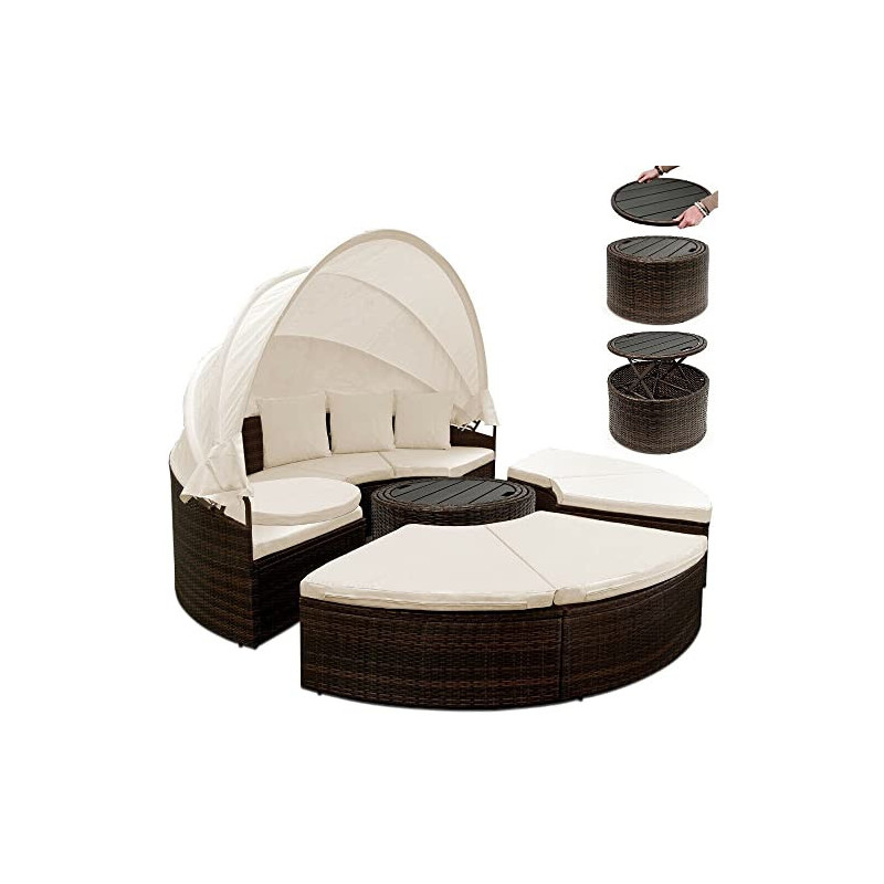 LKTM Poly Rattan Sonneninsel Sonnenliege Sitzgruppe Lounge Doppelliege Garten Schwarz LKTM Poly Rattan Sonneninsel Sonnenliege Sitzgruppe Lounge Doppelliege Garten Schwarz