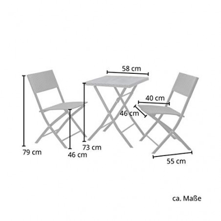 SVITA Poly-Rattan Bistro-Set Tisch Stuhl Balkon-Set Klappbar Rattan-Set Schwarz