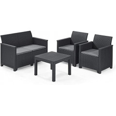 Koll Living Lounge-Set 4-TLG. 2er Sofa, 2 Sessel & Tisch, Sitzgruppe in ansprechender Rattanoptik - höchster Sitzkomfort durc