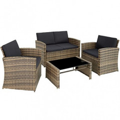 TecTake Lounge Gartenmöbel Set Poly Rattan für den Garten, Möbel für den Balkon, 12-teilige Garten Lounge  wetterfest , Essgr