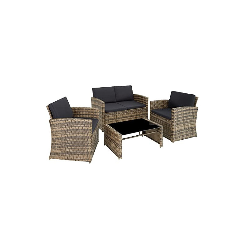 TecTake Lounge Gartenmöbel Set Poly Rattan für den Garten, Möbel für den Balkon, 12-teilige Garten Lounge  wetterfest , Essgr