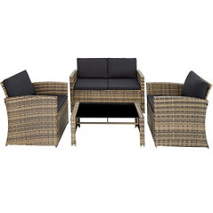 TecTake Lounge Gartenmöbel Set Poly Rattan für den Garten, Möbel für den Balkon, 12-teilige Garten Lounge  wetterfest , Essgr