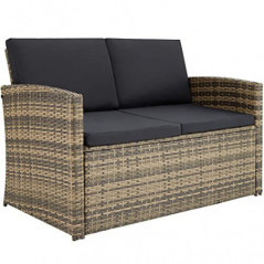 TecTake Lounge Gartenmöbel Set Poly Rattan für den Garten, Möbel für den Balkon, 12-teilige Garten Lounge  wetterfest , Essgr