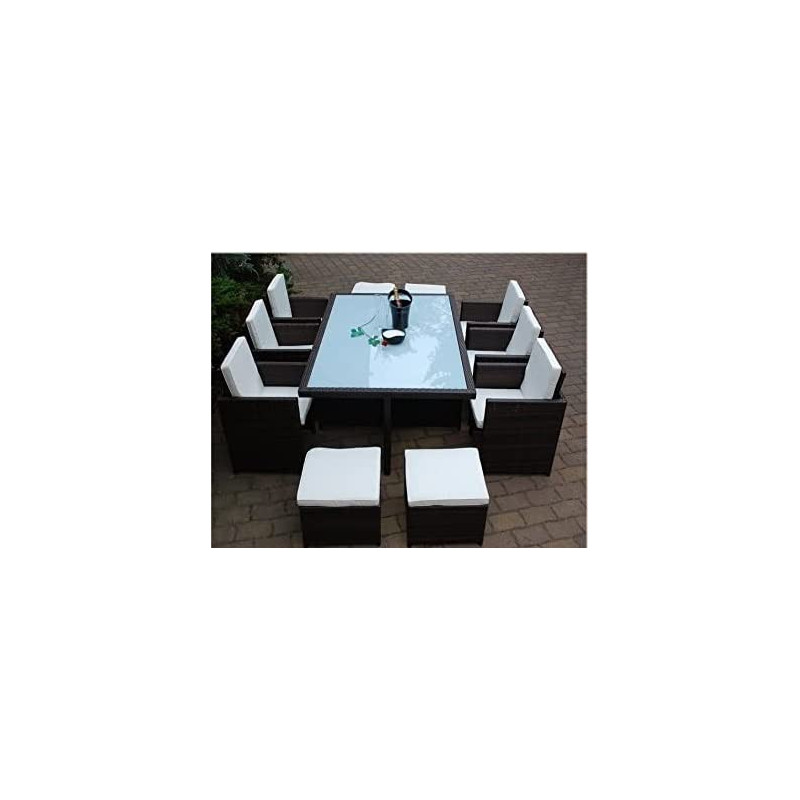 Ragnarök-Möbeldesign PolyRattan Essgruppe DEUTSCHE Marke - EIGNENE Produktion Tisch + 6 Stuhl & 4 Hocker - 8 Jahre GARANTIE - Ragnarök-Möbeldesign PolyRattan Essgruppe DEUTSCHE Marke - EIGNENE Produktion Tisch + 6 Stuhl & 4 Hocker - 8 Jahre GARANTIE -