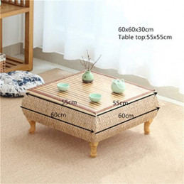 Coffee Table with Storage Rattan Tatami Plattform Low Table for Living Room Möbel Home Bay Fenster Balcony  Color : Natur, Si