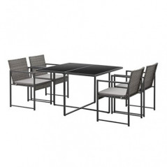 Juskys Polyrattan Sitzgruppe Bahamas M - Tisch, 4 Stühle & Kissen - Essgruppe für 4 Personen - Industrial Design - Gartenmöbe