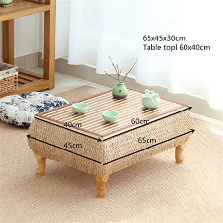 Coffee Table with Storage Rattan Tatami Plattform Low Table for Living Room Möbel Home Bay Fenster Balcony  Color : Natur, Si