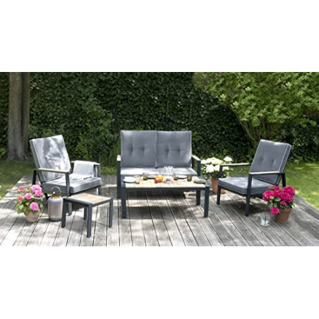 bellavista Gartenmöbel Set Tomar Grau - 1x 2-Sitze, 2 Sessel, 1 Tisch, 1 Beistelltisch