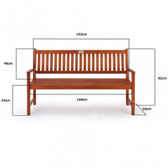 Casaria Gartenbank Maxima Wetterfest Eukalyptus Holz FSC® 152x55x90cm 395kg Belastbarkeit Ergonomisch Garten Terrasse Bank Si