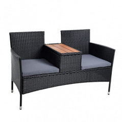 ESTEXO Polyrattan Gartenbank Bank Sitzbank 2-Sitzer Rattan Gartenmöbel Set Gartenset Balkonmöbel Sitzgarnitur Schwarz