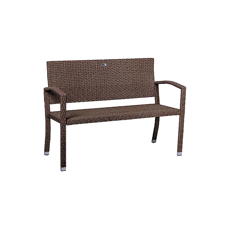 STILISTA 2-Sitzer Gartenbank aus UV-beständigem Polyrattan-Geflecht 122 x 52 x 89 cm, Creme