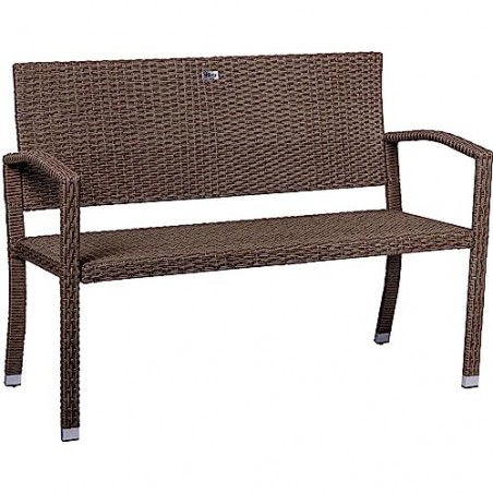 STILISTA 2-Sitzer Gartenbank aus UV-beständigem Polyrattan-Geflecht 122 x 52 x 89 cm, Creme