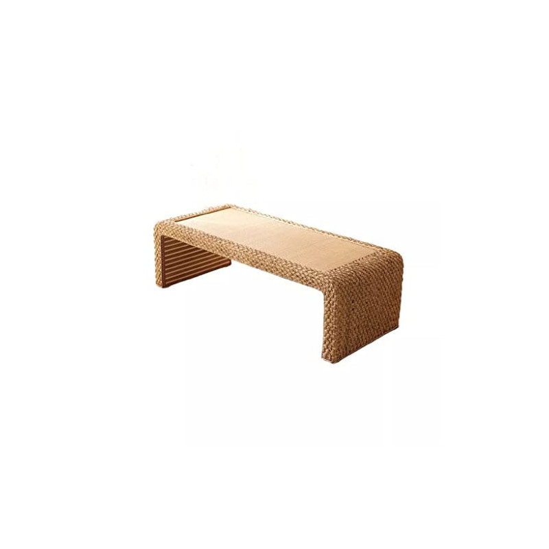 MIAOHY Handgefertigter Teetisch for Sitzen auf dem Boden, Akzentmöbel, rechteckiger Rattan-Stroh-Couchtisch  Color : Natural,
