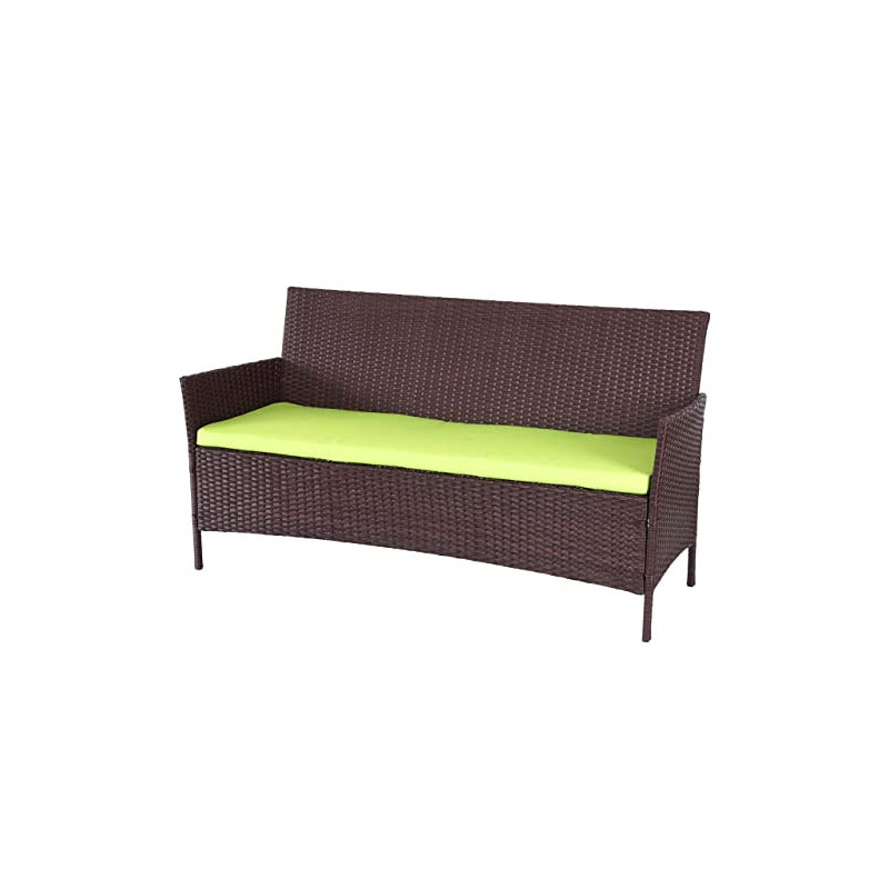 Mendler 3-Sitzer Poly-Rattan Gartenbank Halden, Sitzbank - braun-meliert, Kissen grün Mendler 3-Sitzer Poly-Rattan Gartenbank Halden, Sitzbank - braun-meliert, Kissen grün
