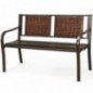 RELAX4LIFE Gartenbank mit Rückenlehne aus Poly Rattan, Eisenbank mit Armlehnen, Sitzbank mit rostbeständigem Eisenrahmen, Par RELAX4LIFE Gartenbank mit Rückenlehne aus Poly Rattan, Eisenbank mit Armlehnen, Sitzbank mit rostbeständigem Eisenrahmen, Par