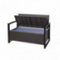 Mendler Poly-Rattan 2er Sitzbank HWC-F39, Gartenbank Truhenbank, Staufach Aufbewahrung Sitzkissen - grau-meliert, Kissen grau Mendler Poly-Rattan 2er Sitzbank HWC-F39, Gartenbank Truhenbank, Staufach Aufbewahrung Sitzkissen - grau-meliert, Kissen grau