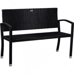 STILISTA 2-Sitzer Gartenbank aus UV-beständigem Polyrattan-Geflecht 122 x 52 x 89 cm, schwarz
