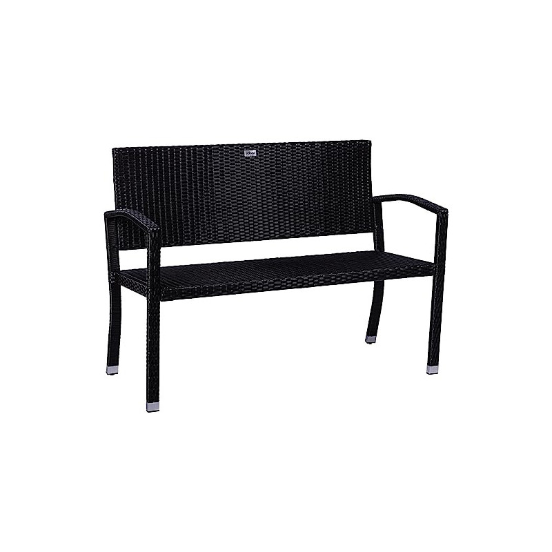 STILISTA 2-Sitzer Gartenbank aus UV-beständigem Polyrattan-Geflecht 122 x 52 x 89 cm, schwarz