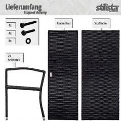 STILISTA 2-Sitzer Gartenbank aus UV-beständigem Polyrattan-Geflecht 122 x 52 x 89 cm, schwarz