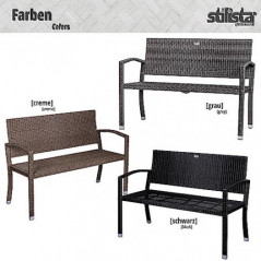 STILISTA 2-Sitzer Gartenbank aus UV-beständigem Polyrattan-Geflecht 122 x 52 x 89 cm, schwarz