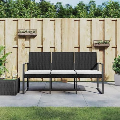 Festnight Gartenbank 3-Sitzer mit Kissen Outdoor-Bank Rattansofa 3 Sitzer Gartensofa 3 Sitzer Relaxbank 3-Sitzer Bank Rattanb