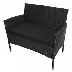 KMH 2-Sitzer Polyrattan Gartenbank schwarz der Serie HOLME - Moderne Gartenmöbel Polyrattan - Sitzbank mit Auflage schwarz 10