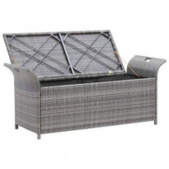 pedkit Truhenbank mit Auflage Gartenbank Gartentruhe Kissentruhe Kissenbox Sitzbank Rattanbank Grau 138 x 50 x 60 cm Poly Rat