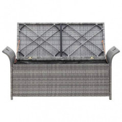 pedkit Truhenbank mit Auflage Gartenbank Gartentruhe Kissentruhe Kissenbox Sitzbank Rattanbank Grau 138 x 50 x 60 cm Poly Rat