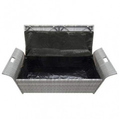 pedkit Truhenbank mit Auflage Gartenbank Gartentruhe Kissentruhe Kissenbox Sitzbank Rattanbank Grau 138 x 50 x 60 cm Poly Rat