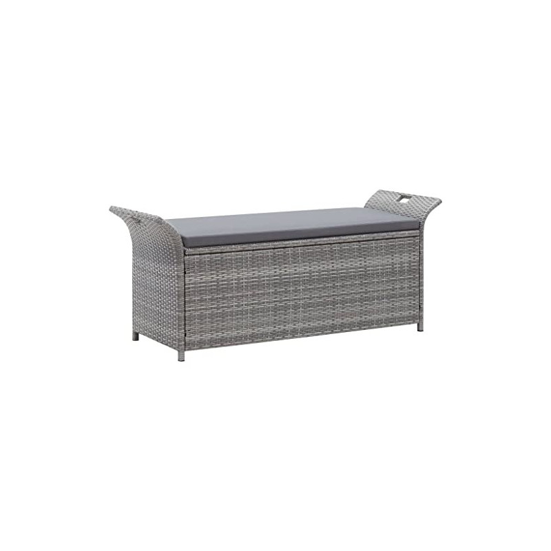 vidaXL Truhenbank mit Auflage Gartenbank Gartentruhe Kissentruhe Kissenbox Sitzbank Rattanbank Bank Box Auflagenbox Grau 138c vidaXL Truhenbank mit Auflage Gartenbank Gartentruhe Kissentruhe Kissenbox Sitzbank Rattanbank Bank Box Auflagenbox Grau 138c