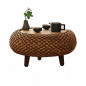 DLVKHKL Möbeltisch Handgefertigter Rattan-Tee-Couchtisch mit Balkon Erkerfenster Lerntisch for Wohnzimmer  Color : Brown, Siz